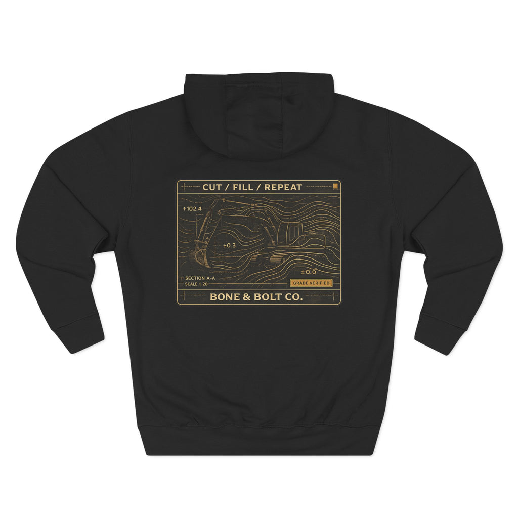 “Cut/Fill/Repeat” Graphic Hoodie