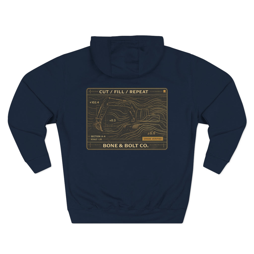 “Cut/Fill/Repeat” Graphic Hoodie