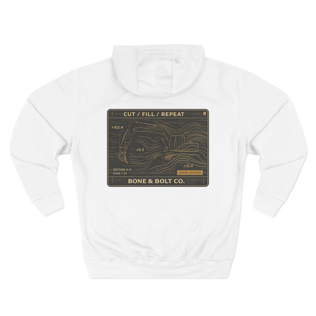 “Cut/Fill/Repeat” Graphic Hoodie