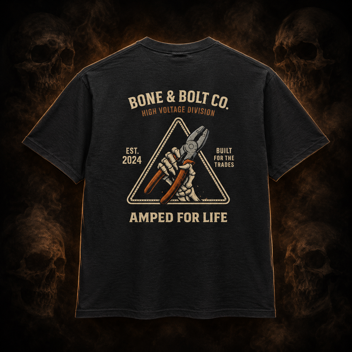 Amped for Life tee – dark Bone and Bolt product image