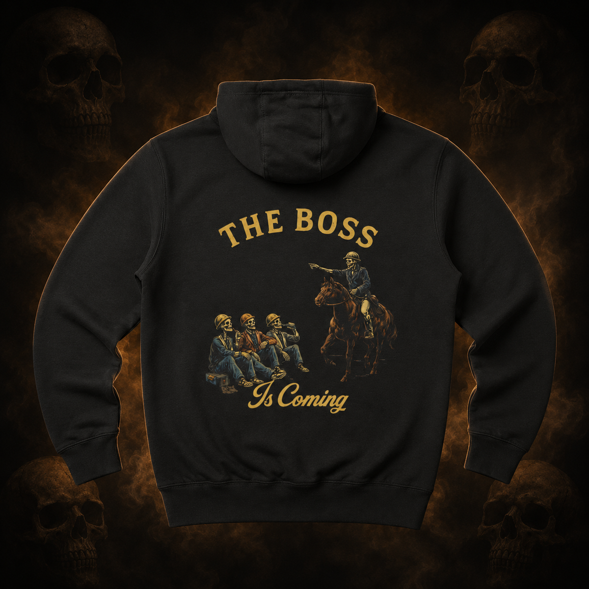The Boss Is Coming hoodie – dark Bone and Bolt product image