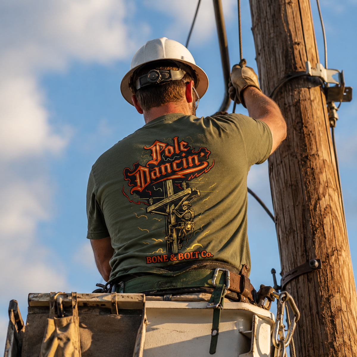 Lineman wearing Pole Dancin tee