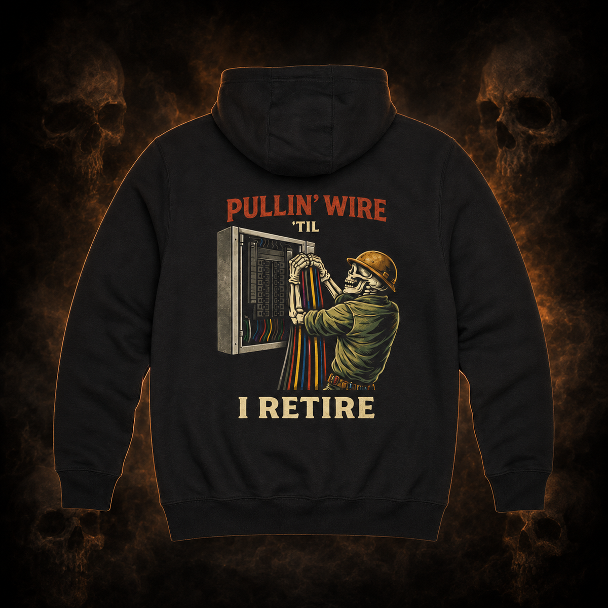 Pullin Wire Til I Retire hoodie – dark Bone and Bolt product image