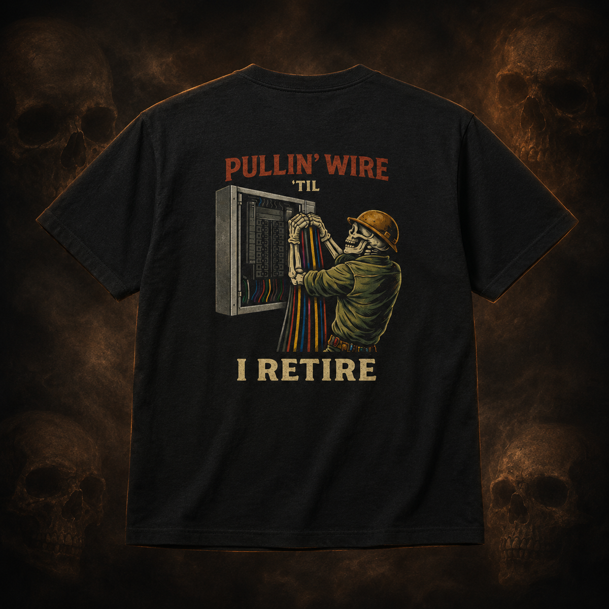 Pullin Wire Til I Retire tee – dark Bone and Bolt product image